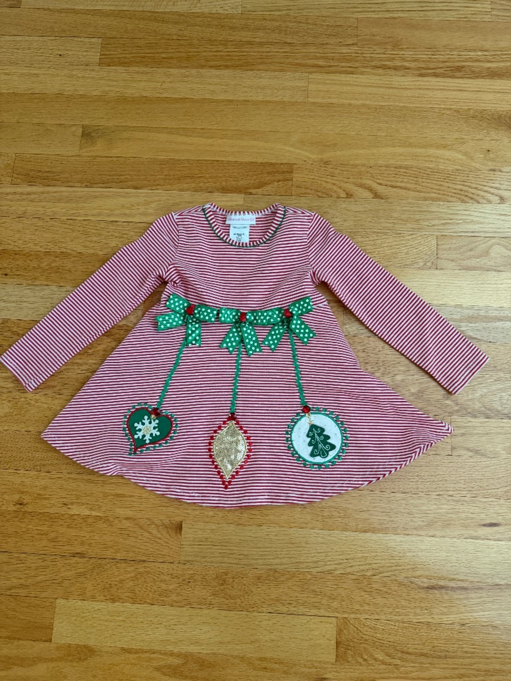 Bonnie Jean Girls Christmas Dangling Ornaments Dress/Top Size 4T